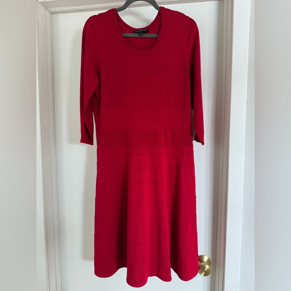 Lane Bryant Vibrant Red Sweater Long Sleeve Dress Size 18/20 Like New